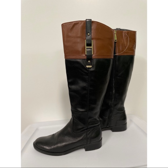 Tommy Hilfiger Shoes - Tommy Hilfiger Gibsy Leather Riding Boots Black & Brown Size 6.5